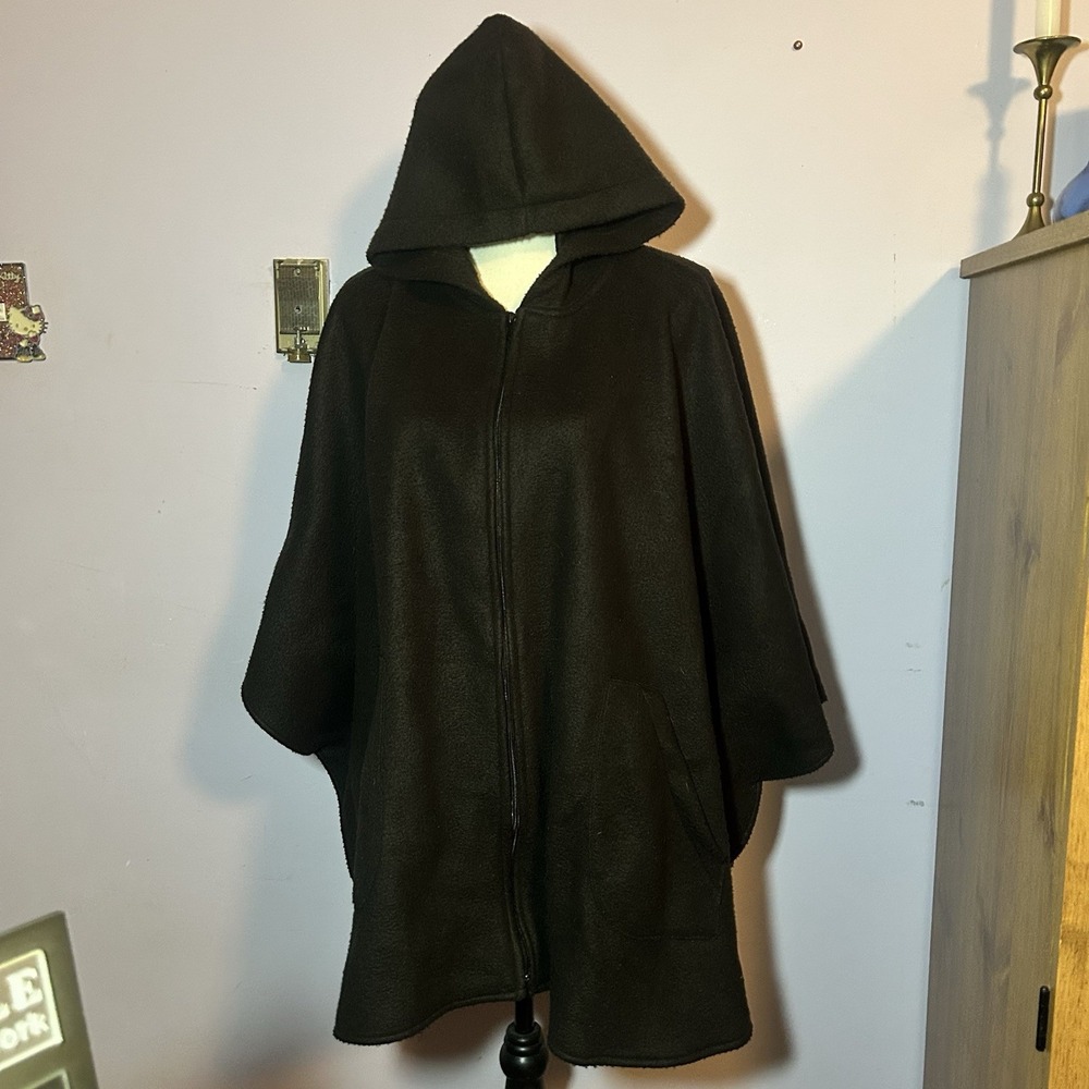Vintage Cape Coat The Honey Collection Black Women's One Size Full Zip